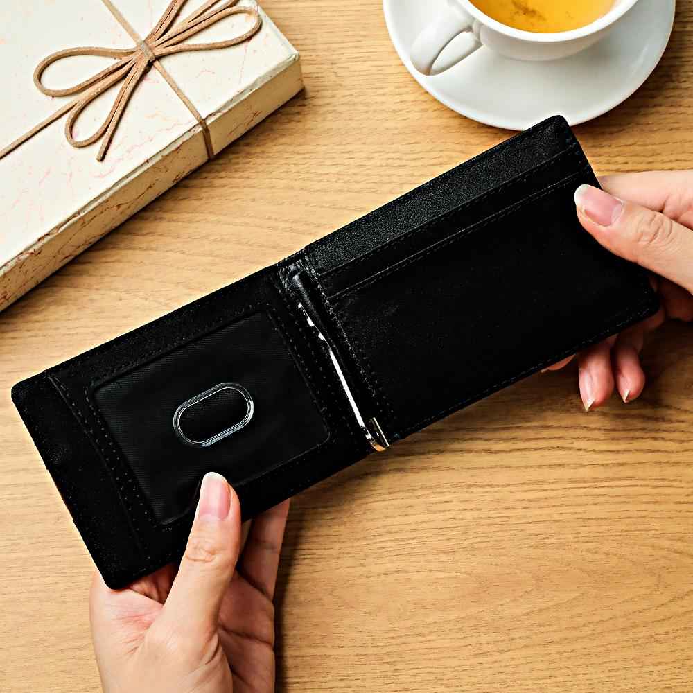 Custom Engraved Wallet Simple PU Leather Money Clip Men's Gifts