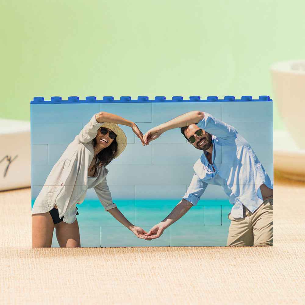 Custom Blue Building Block Puzzle Photo Bricks Gift for Lover