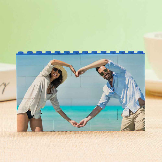 Custom Blue Building Block Puzzle Photo Bricks Gift for Lover