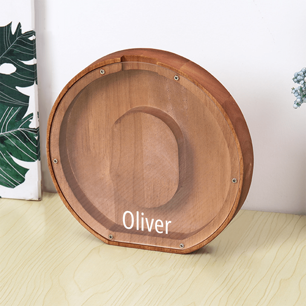 Custom Name Letter Piggy Bank Wooden Engraved Money Box Kids Christmas Gifts