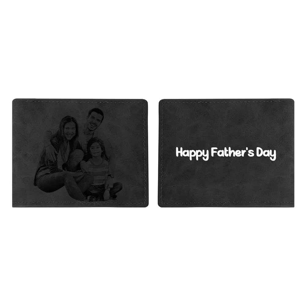 MadeMine personalised photo wallet for men with customised family photo and Happy Father's Day message
