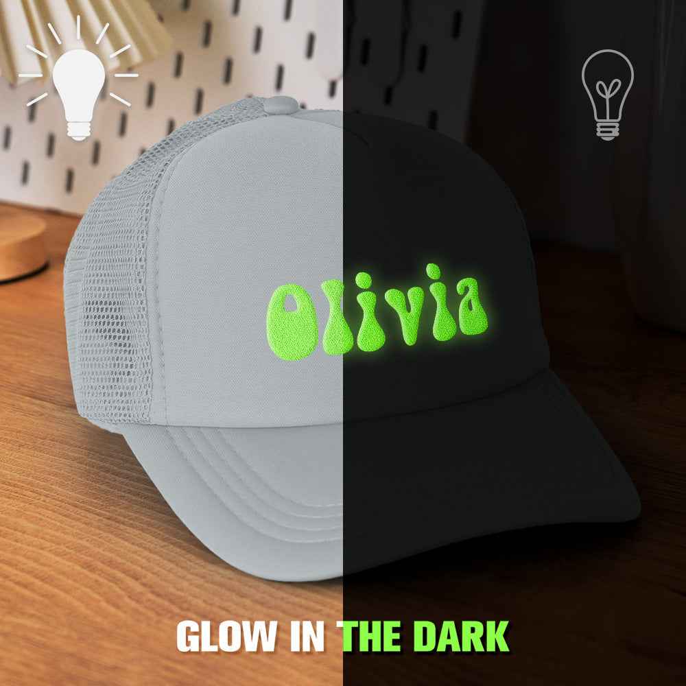 Custom Puff Print Trucker Hat Personalized Glow-in-the-dark Foam Trucker Caps for Adult Back to School Gift
