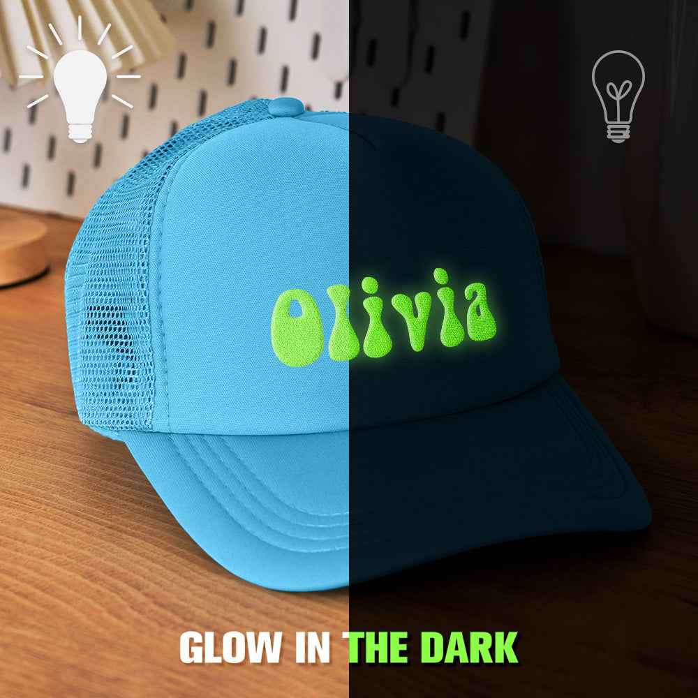 Custom Puff Print Trucker Hat Personalized Glow-in-the-dark Foam Trucker Caps for Adult Back to School Gift