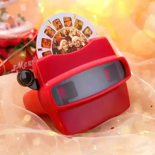 MadeMine personalized photo viewer with reel in red showing family holiday pictures