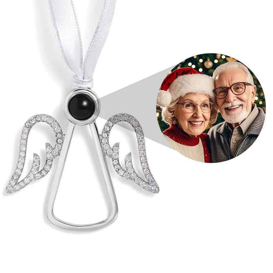 MadeMine personalized angel photo ornament with silver wings and custom photo feature